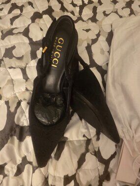 Black Gucci Velvet pump slingbacks